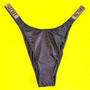 Victoria's Secret Very Sexy Rhinestone XL Dark Blue Brazilian Panty